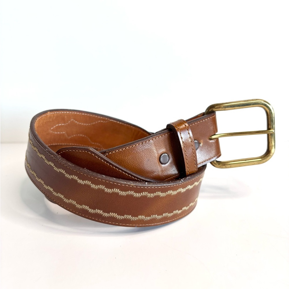 Justin Leather Belt Brown with Brass Tone Buckle